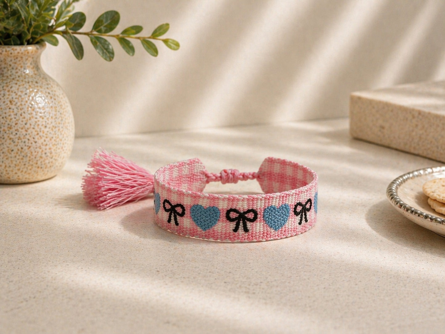 Pink Checkered Bracelet