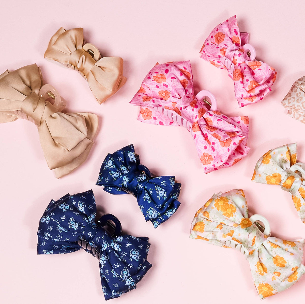 Mini Satin Bow Claw Clip–Blue