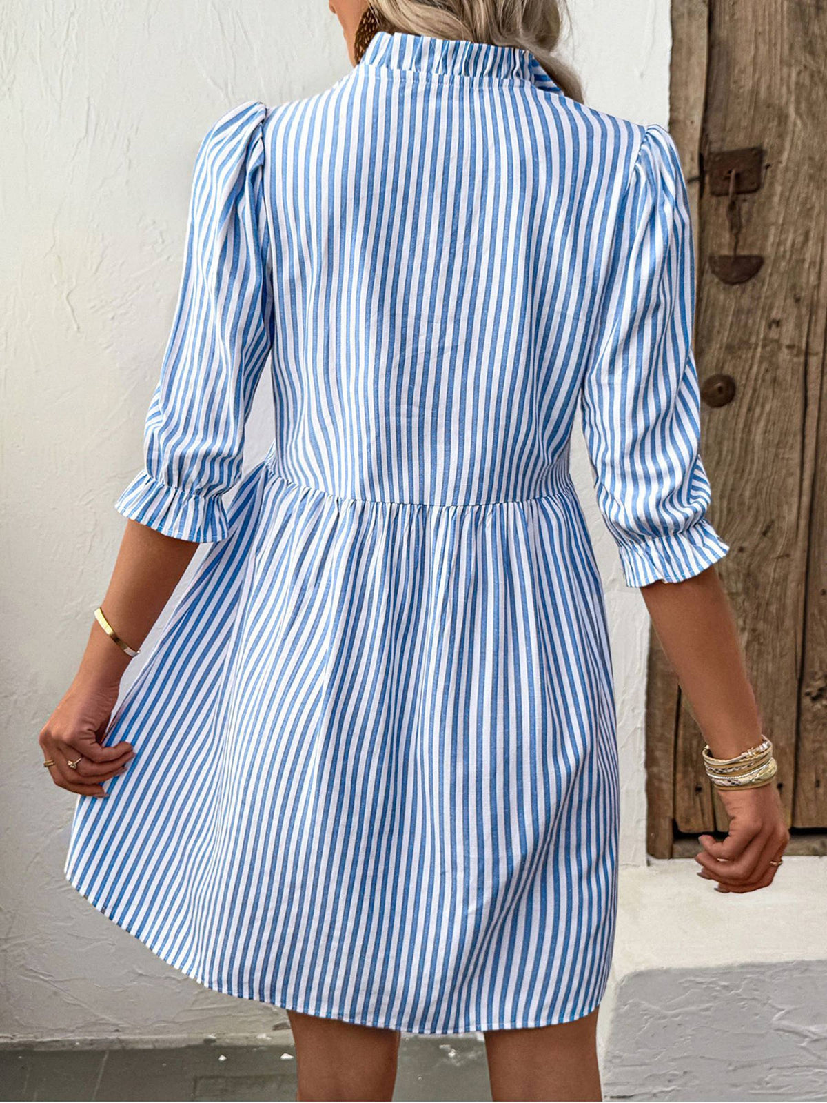 Casual Vertical Striped Shirt Dress