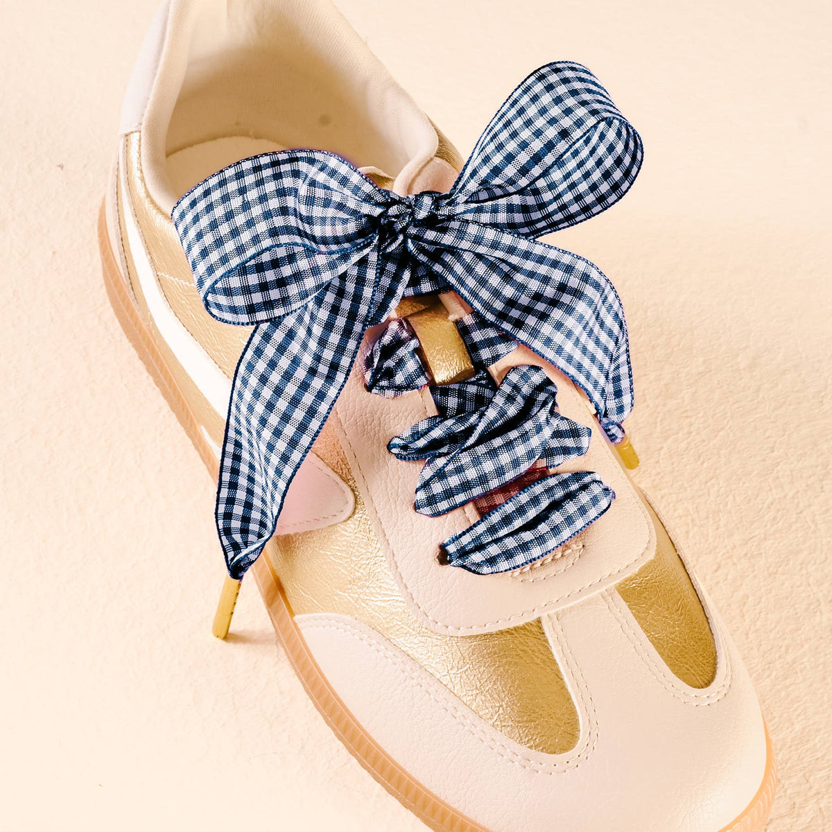 Step It Up Shoelaces–Gingham Navy
