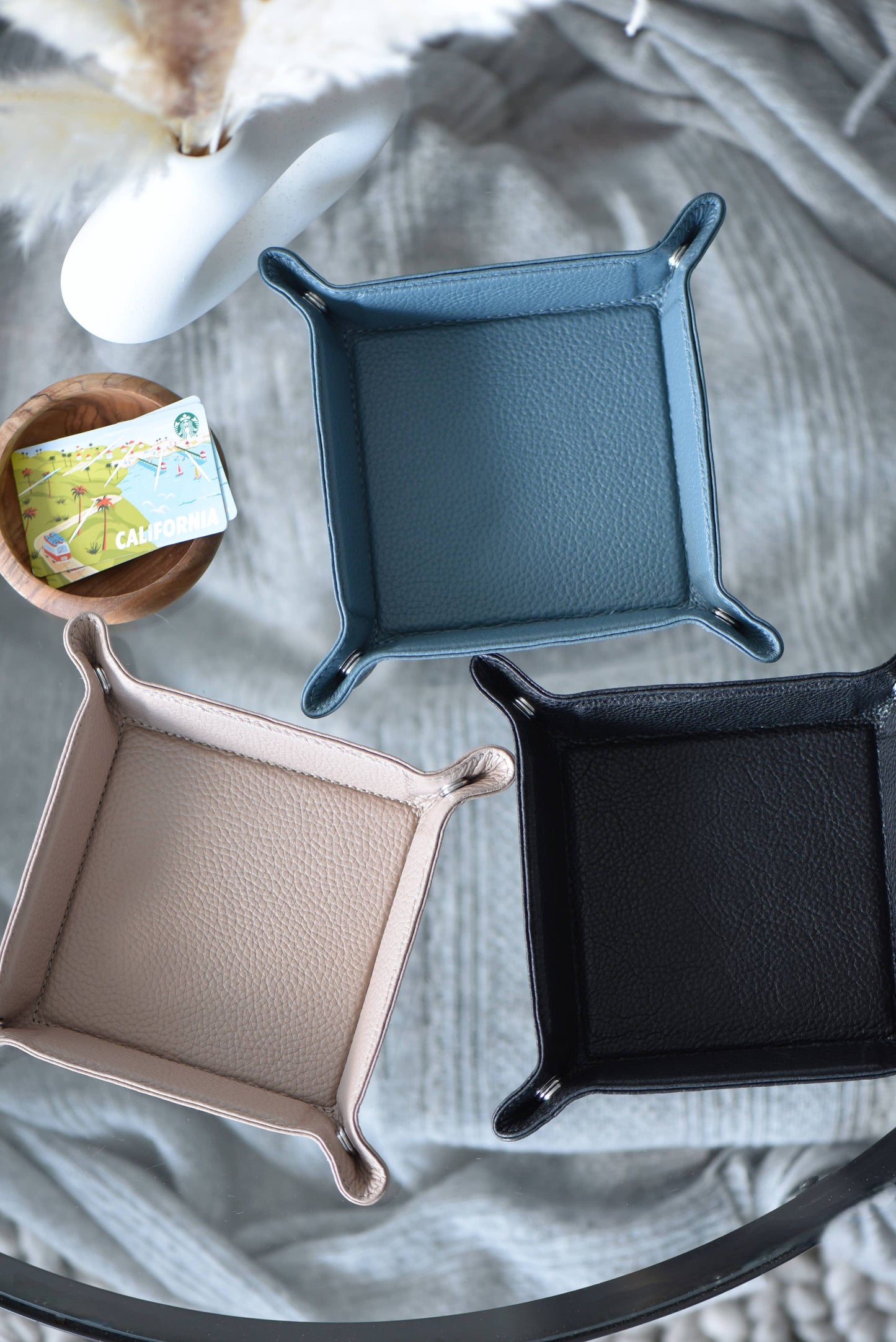 Leather Catchall Desk Tray - Large Valet Tray - 11 Colors