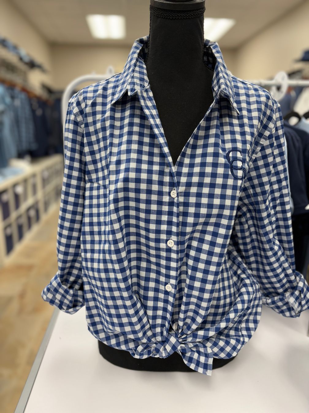 Gingham Blue and White Button Down