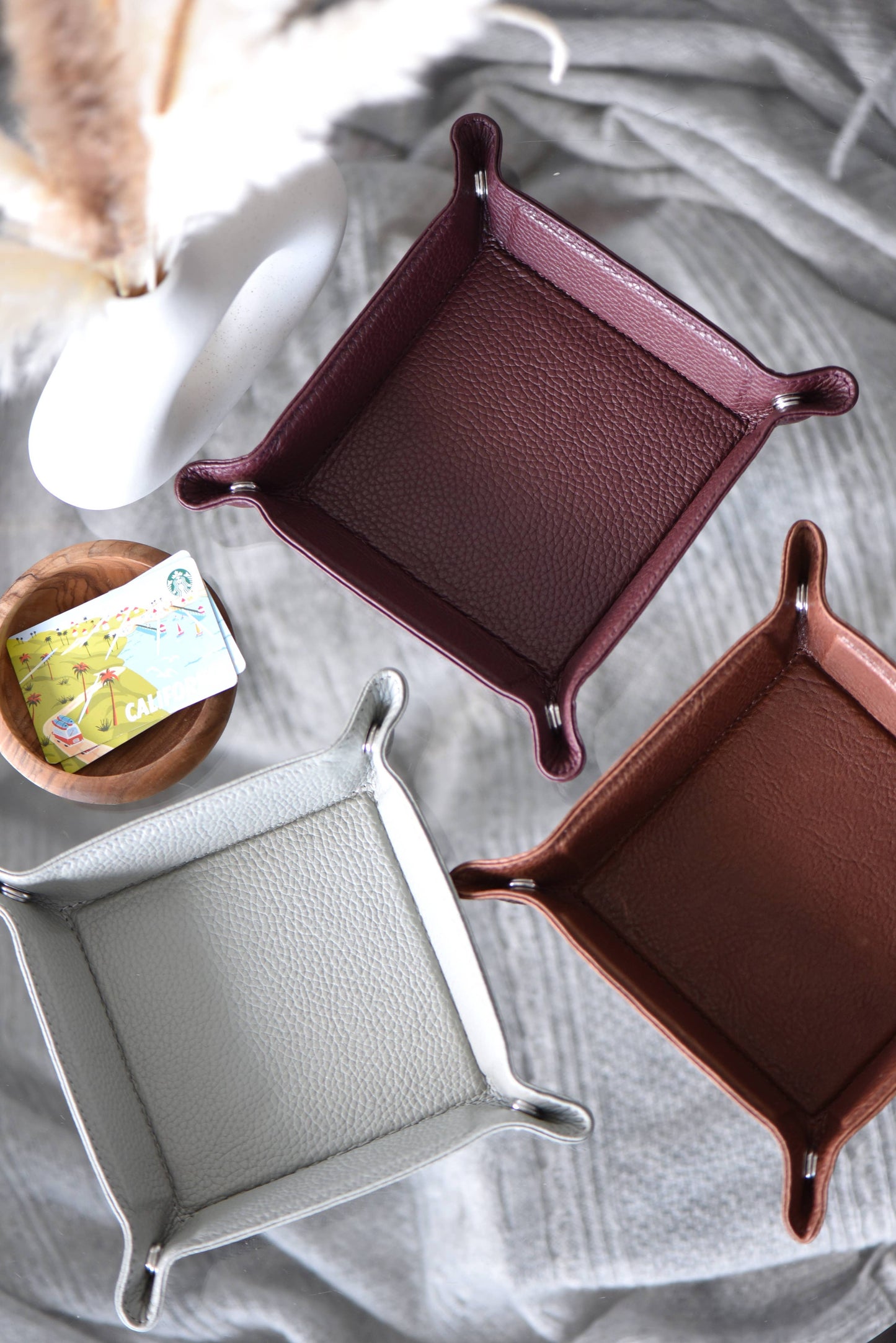 Leather Catchall Desk Tray - Large Valet Tray - 11 Colors
