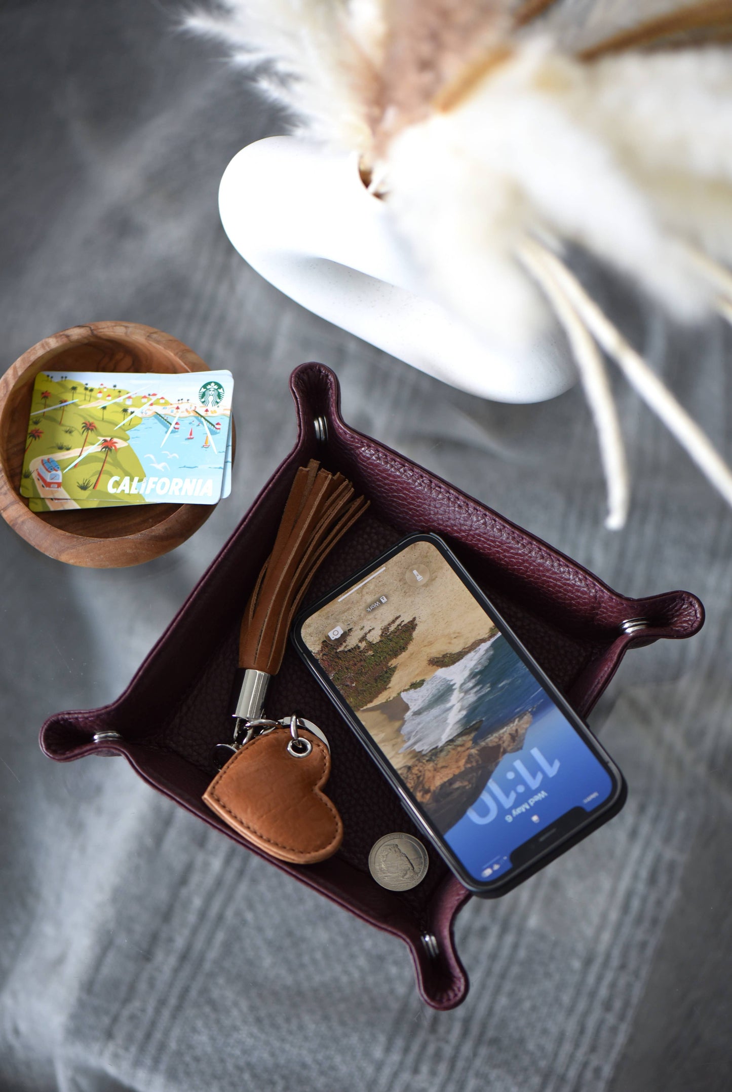 Leather Catchall Desk Tray - Large Valet Tray - 11 Colors