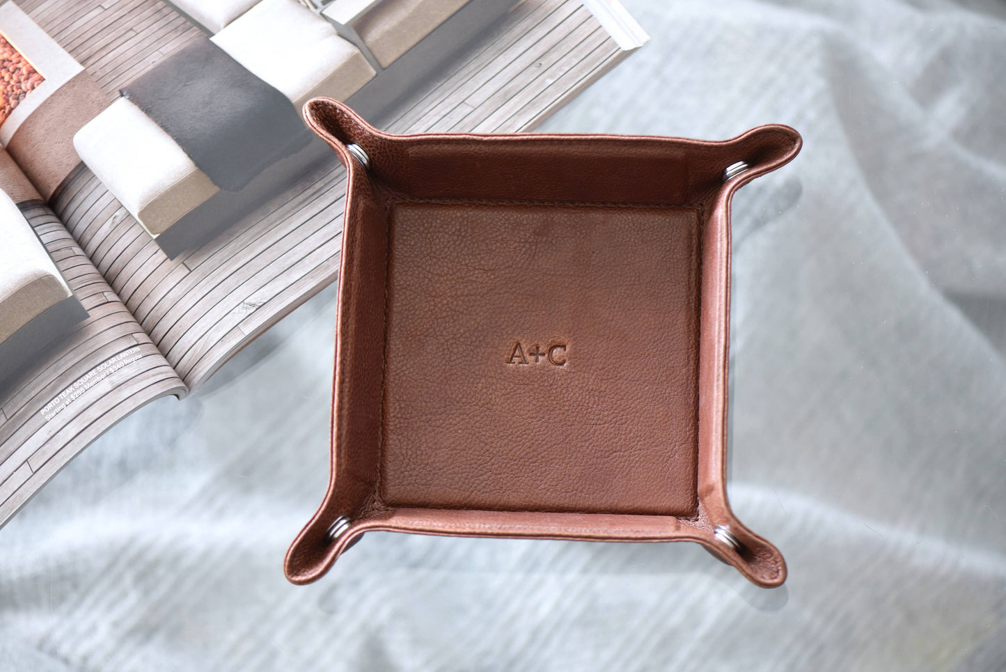 Leather Catchall Desk Tray - Large Valet Tray - 11 Colors