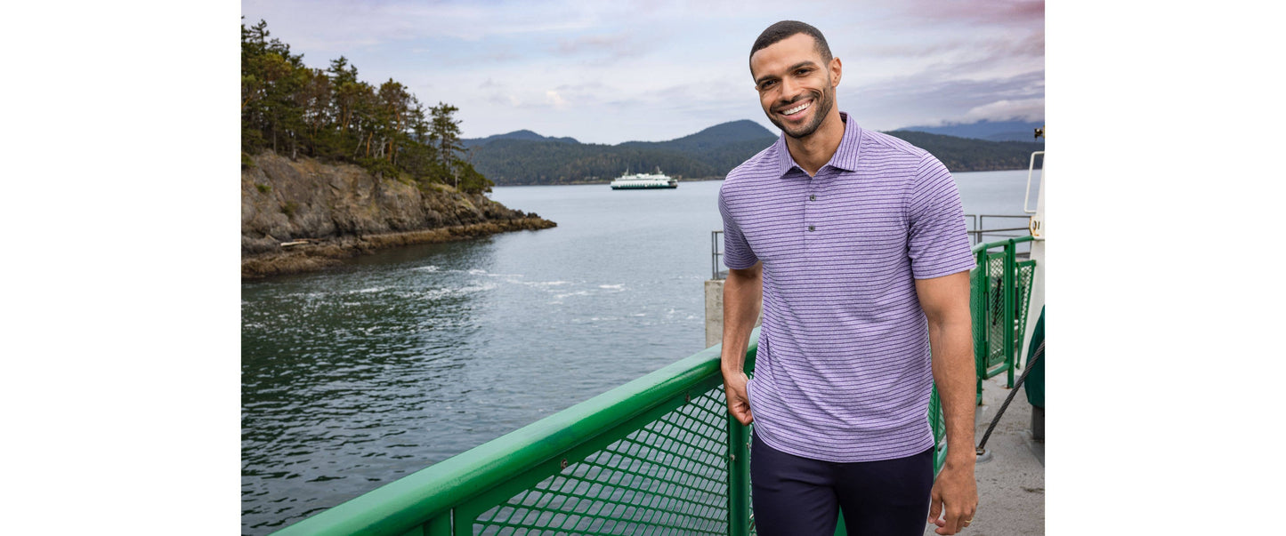 Cutter & Buck Forge Eco Heather Stripe Recycled Mens Polo