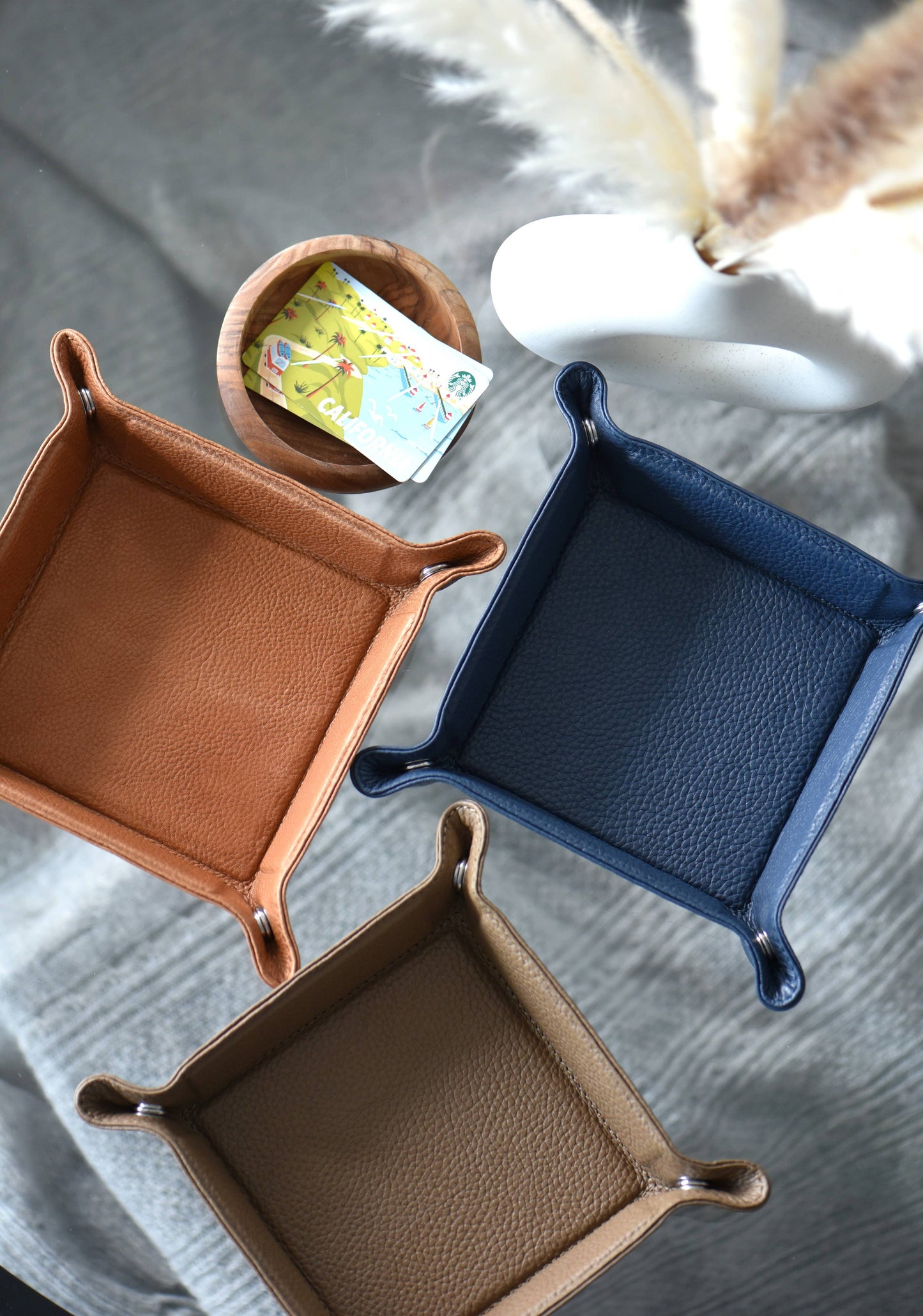 Leather Catchall Desk Tray - Large Valet Tray - 11 Colors