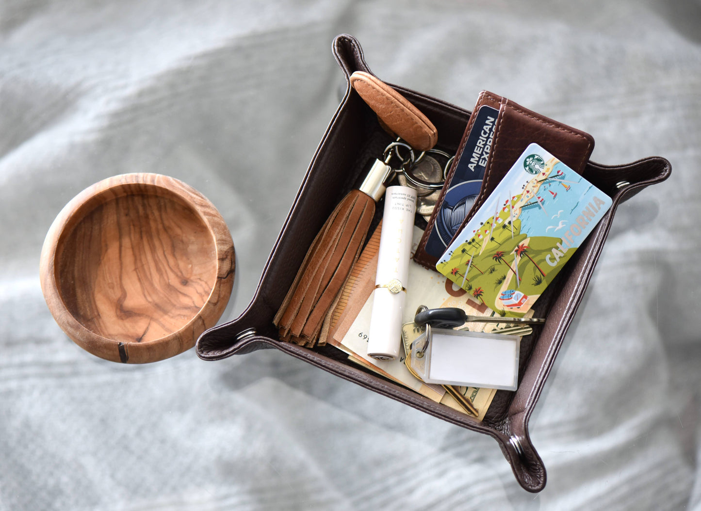 Leather Catchall Desk Tray - Large Valet Tray - 11 Colors
